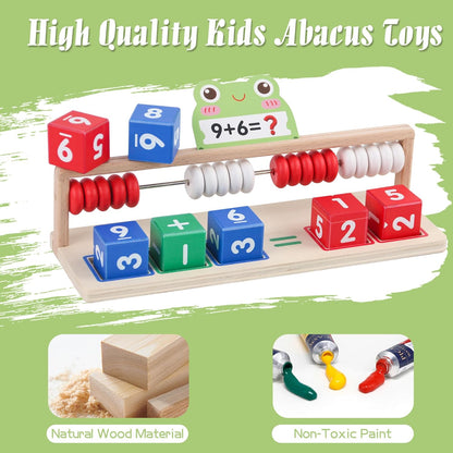 Wooden Math Learning Toys, Number Blocks Toys, Abacus for Kids Math,Montessori Toys for 3-5 Year Old Boys Girls Birthday Gifts
