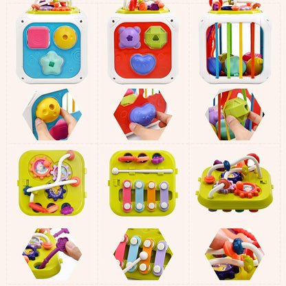 AiTuiTui Baby Sensory Montessori Activity Toys for 1 2 Year Old Boy Girl, Early Learning Develop Shape Sorter Cube with Soft Textured Balls for Infants Toddler Birthday or Easter Gifts