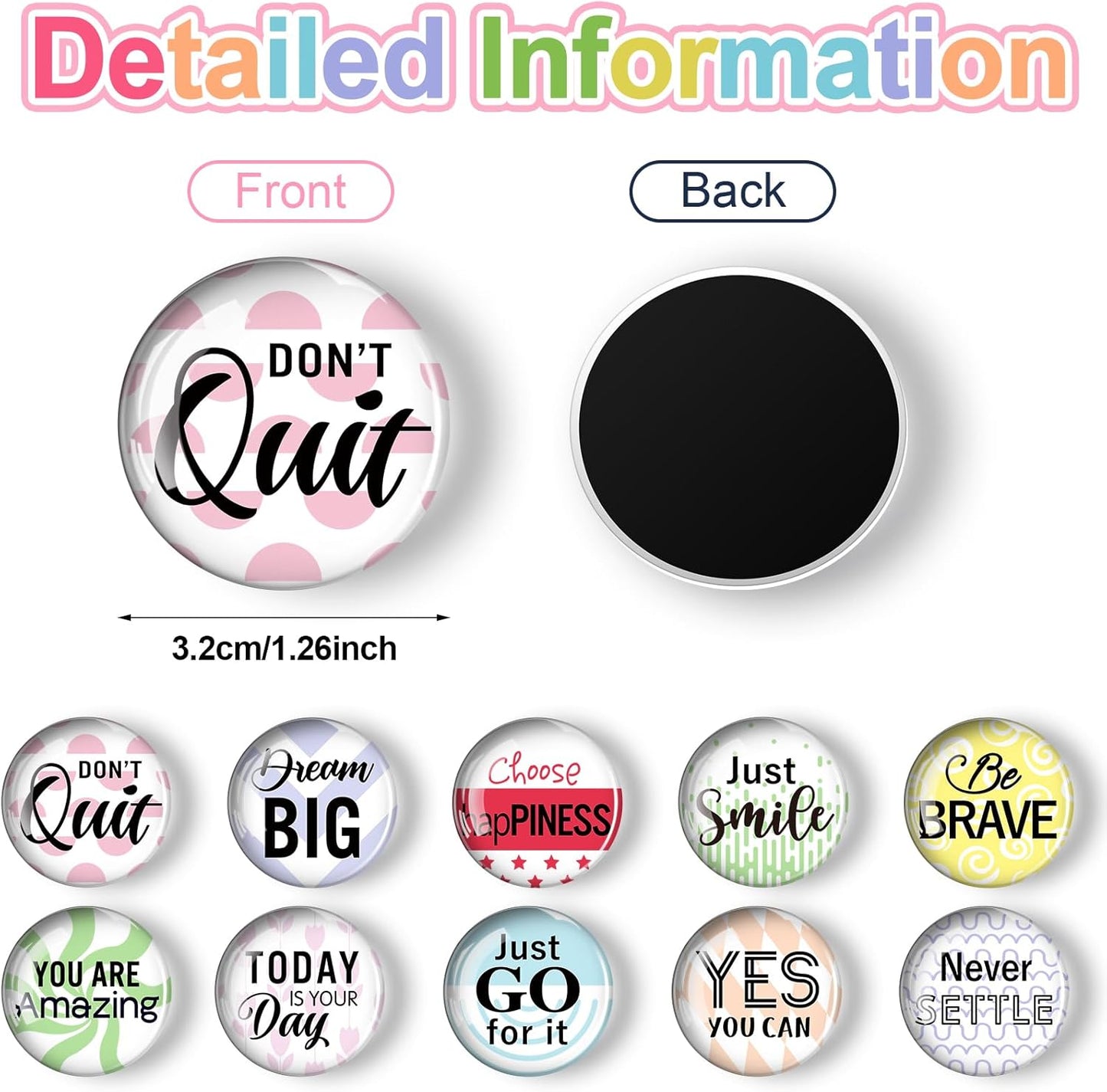 Weewooday 10 Pcs 2026 Inspirational Refrigerator Fridge Magnets Motivational Magnets Bulk Graduation Gift Funny Glass Quote Magnetic Decor for Cabinet Kitchen Whiteboard Locker Office Accessories