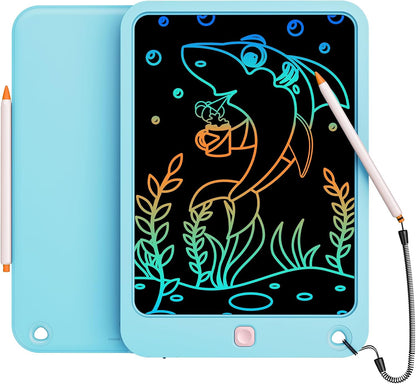 LCD Writing Tablet 10 Inch, Toys for 3 4 5 6 7 8 9 10 Year Old Boys Girls, Colorful Doodle Board Drawing Tablet, Gift for Boys Toddlers Age 3-12 Years, Memo Board, Drawing Pads with Lanyard(Blue)