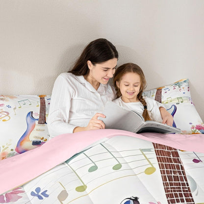 Erosebridal Drum Kit 3D Print Kids Comforter Sets Rock Music Themed Full Bedding Set for Boys Girls Musical Pattern Comforter Set,Colorful Retro Style Quilt Duvet 3 Pcs