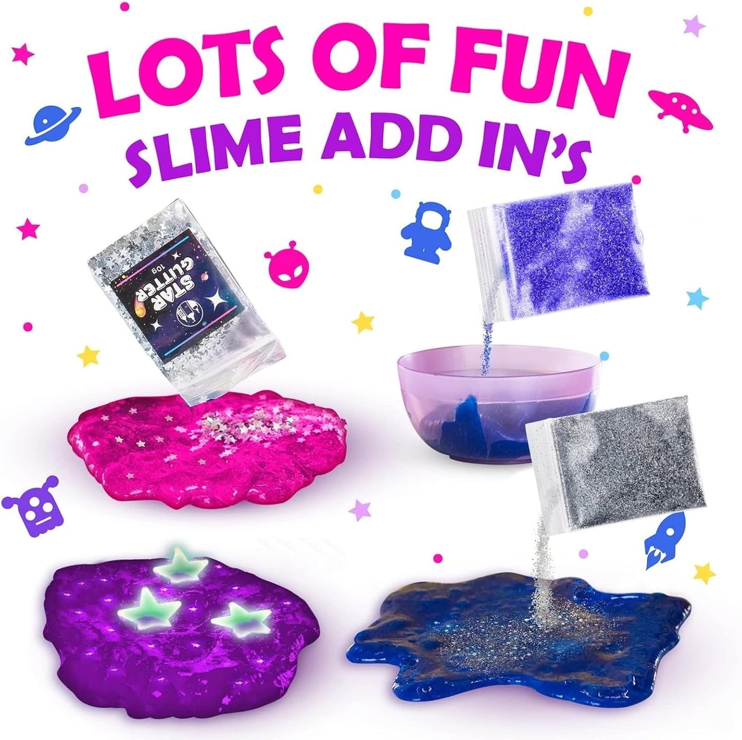 Original Stationery Galaxy Slime Kit for Kids Ages 8–12, DIY Space Slime Set with Glow-in-The-Dark Stickers & Galactic Glitter, Fun Cosmic Craft for Creative Play, Birthday Gift for Boys & Girls