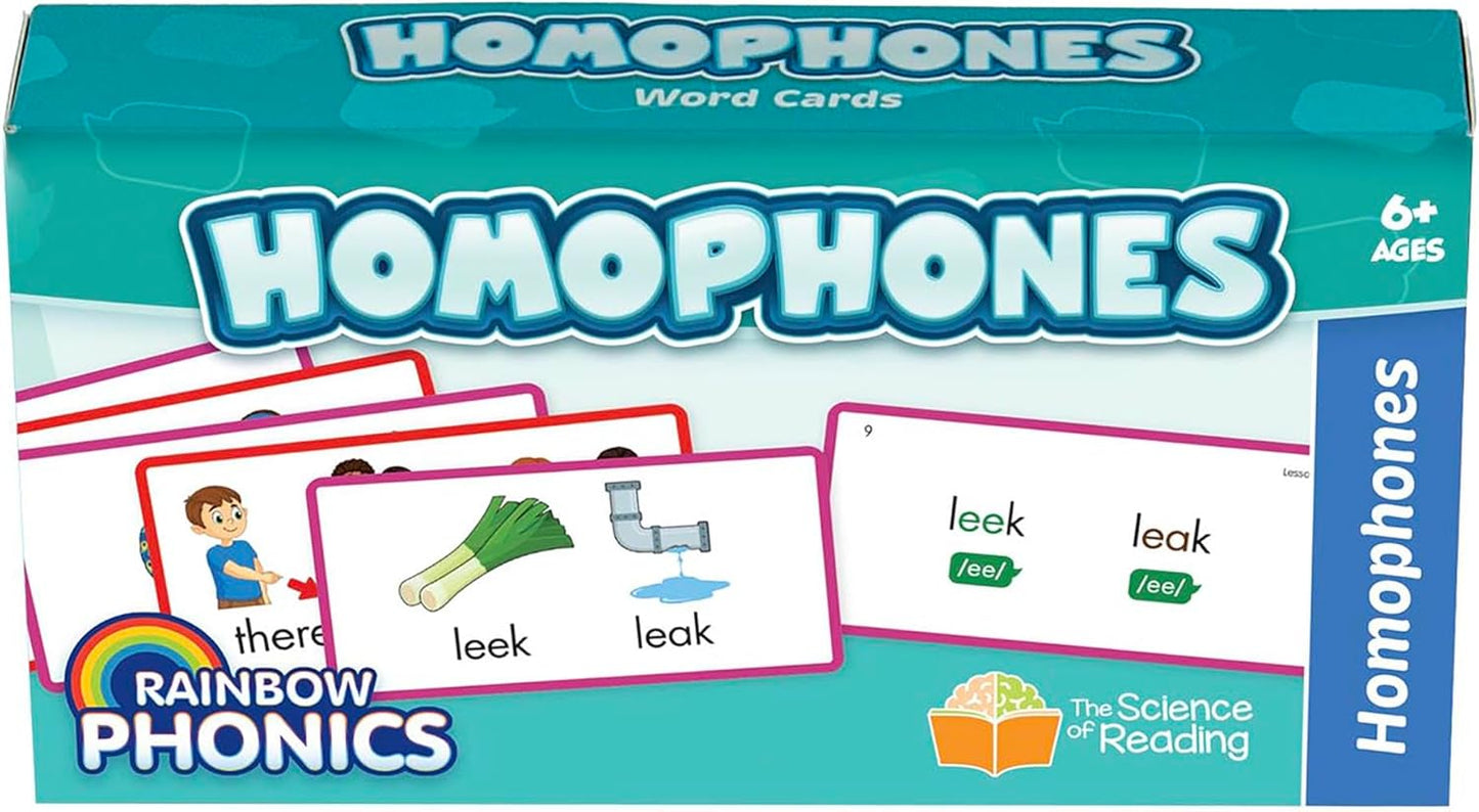 Junior Learning: Rainbow Phonics - Homophones - 65 Word Cards, Flash Cards with Sound & Spelling Association, Level Based Cards, Kids Ages 4+