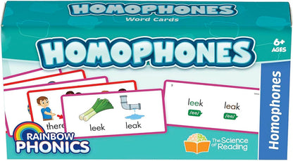 Junior Learning: Rainbow Phonics - Homophones - 65 Word Cards, Flash Cards with Sound & Spelling Association, Level Based Cards, Kids Ages 4+