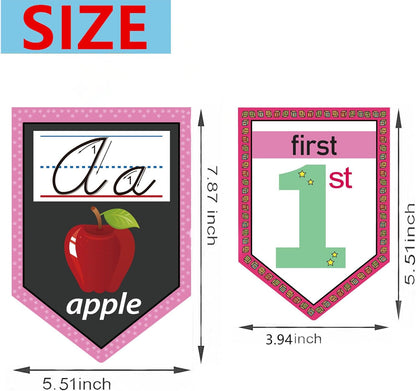 48 Pieces Cursive Alphabet and Number Back to School Bulletin Board Set, Cursive Letter Formation Cards, Early Learning Posters Cards for Kindergarten Primary Classroom Wall Décor(Cursive Style)
