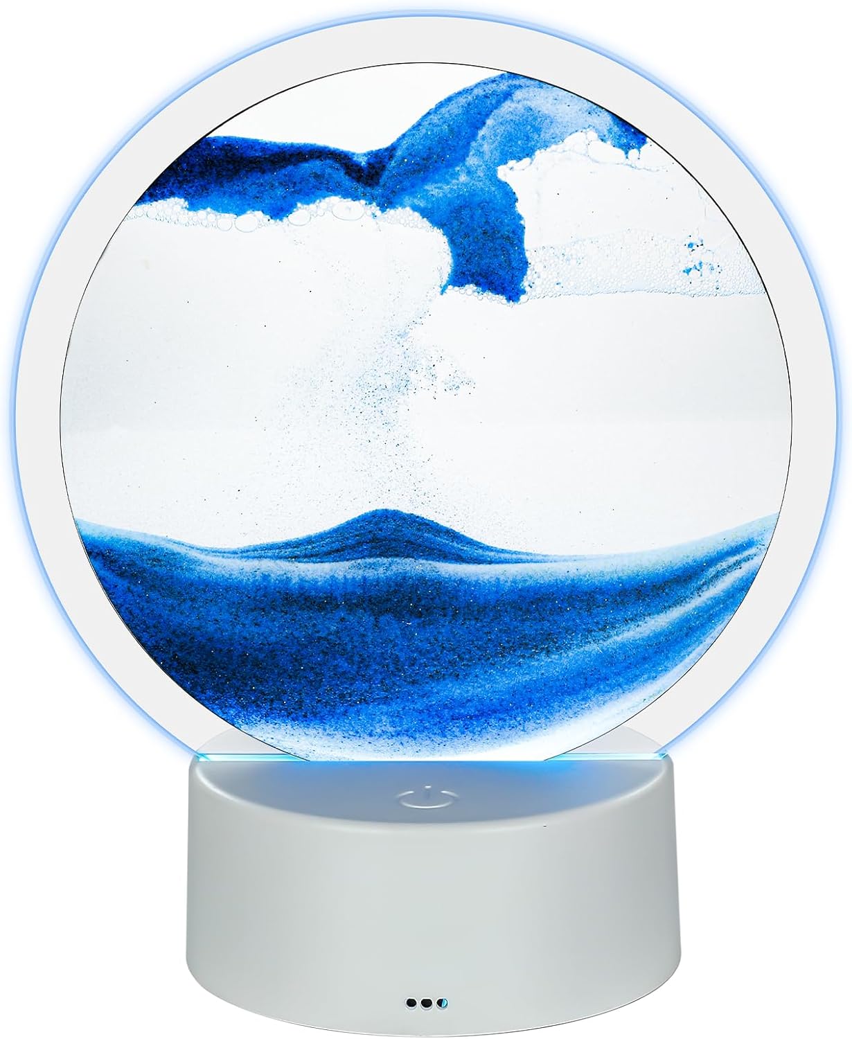 VANTREEGAO Moving Sand Art Picture in Motion - Round Glass Sand Art - Relaxing Home Décor for Office and Living Space (Blue)