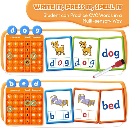 Torlam CVC Word games Phonics Games Sight Words Flash Cards, Spelling Reading Learning Flashcards, Speech Therapy Toy Preschool Kindergarten Classroom Learning Activities Must Have Homeschool Supplies
