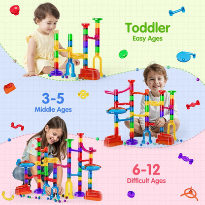 Ifollower Marble Run, 150Pcs Mable Track Race Toys for Kid, Upgrade Marble Maze Game Building Blocks STEM Learning Toy, Birthday for Boys Girls Aged 3-12