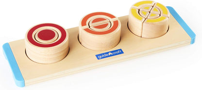 Guidecraft Nesting Circle Fractions - Smooth Wooden Shapes Sorting Game, Kids Early Educational STEM Toys