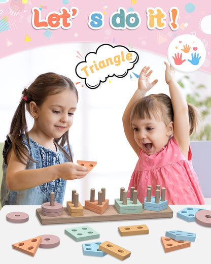 Yetonamr Montessori Toys for 1 2 3 Years Old Boys Girls Birthday Gifts, Wooden Sensory Toys for Ages 2-4 Toddlers Kids Baby, Toddler Learning Toy Activities Puzzles Ages 1-3