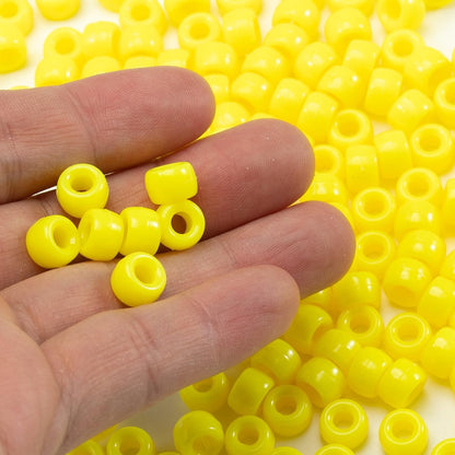 Gxueshan 1000 Pcs Acrylic Black Pony Beads 6x9mm Large Hole Pen Hair Kandi Beads Bulk for Friendship Bracelet Necklace Jewelry Making Earring Braiding Kit