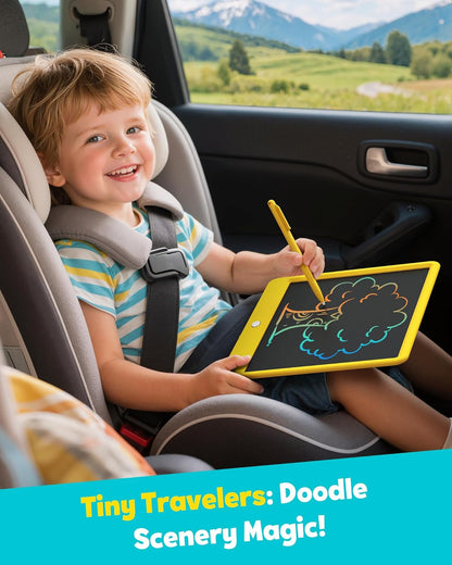 TEKFUN LCD Writing Tablet for Kids, 10-inch Coloring Drawing Pad, Mess Free Doodle Board, Airplane Travel Toys for Boys and Toddlers, Road Trip Essentials, Gifts for 3 4 5 6 7 8 Year Old Girls(Blue)