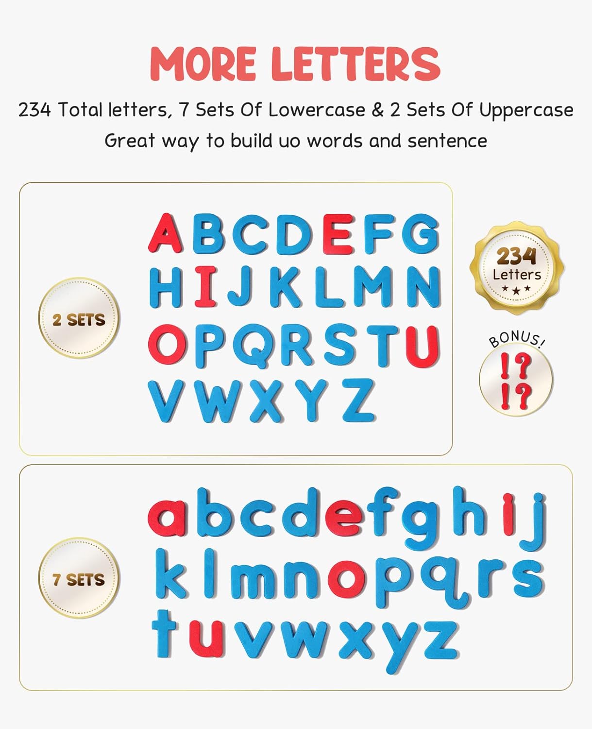 Gamenote Classroom Magnetic Letters Kit 178 Pcs with Double-Side Magnet Board - Foam Alphabet Letters for Kids Spelling and Learning