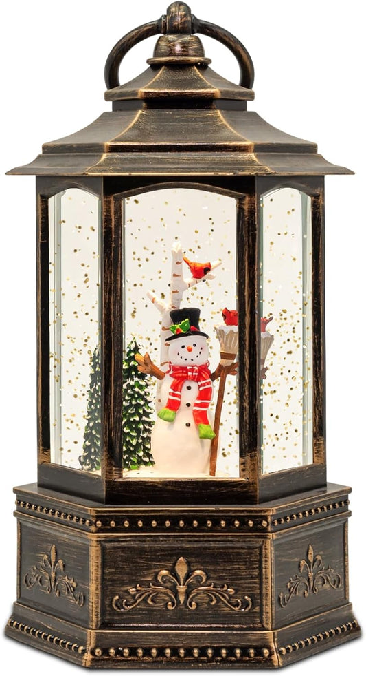 Christmas Snow Globes Lantern, Church and Christmas Tree Christmas Decorations Indoor, 6H Timer Battery & USB Powered Light Up Musical Snow Globes for Kids Women Adults Gift Thanksgiving Home Decor