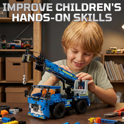 DOLIVE STEM RC Truck Building Toys, 2-in-1 Technic Vehicle Building Kits for Boys Age 8-12, Construction Erector Set Crane Truck Build Model for Boys Girls Age 6 7 8 9 10 11 12 13 14+