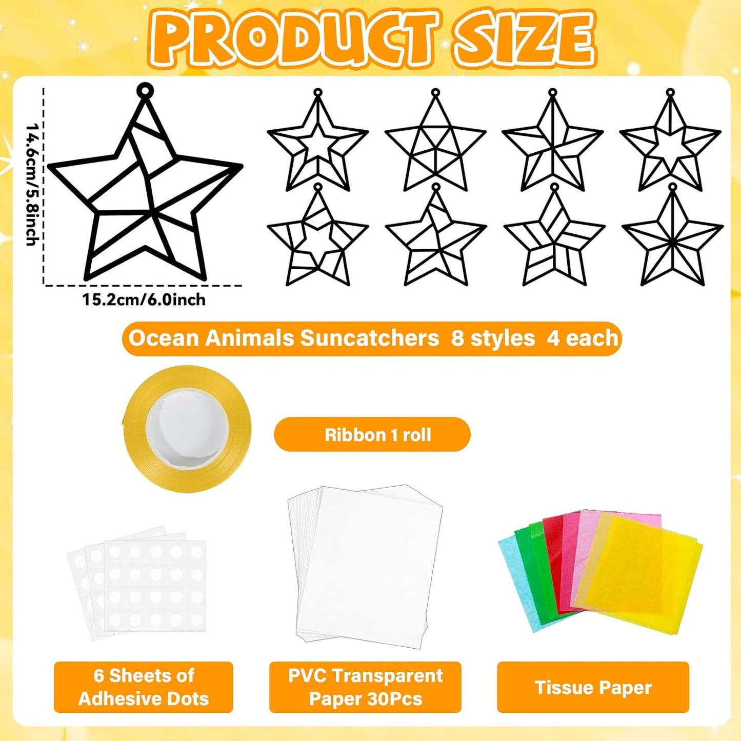 32 Sets Outer Space Suncatchers Craft Kit DIY Window Stained Glass Effect Planet Astronaut Alien Paper Crafts Home School Classroom Decoration Kid Birthday Gift Creative Art Project Activity Game - Colors A