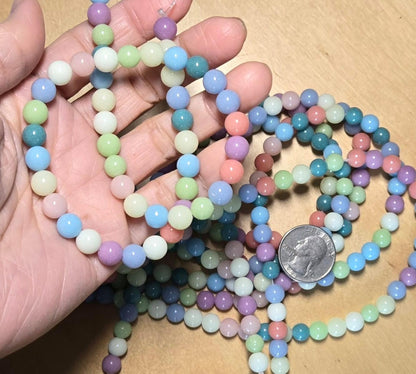 8mm Glass Beads Round Bulk for Bracelet, Glow in Dark Beads, DIY Jewelry Windchime Suncatcher Party Supplies, 300 pcs