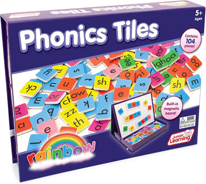 Junior Learning Rainbow Phonics Tiles with Built-in Magnetic Board Multi