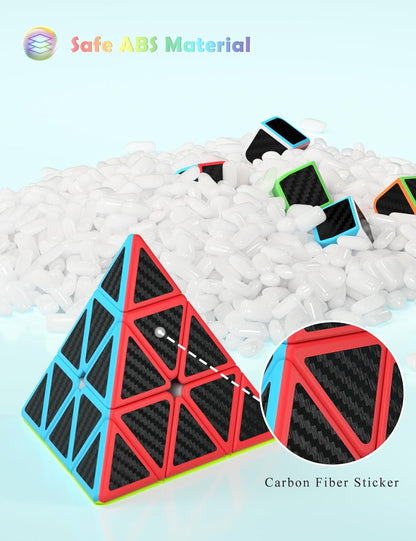 ROXENDA Speed Cube Set, Magic Cube Set of 2x2x2 3x3x3 Pyramid Cube Smooth Puzzle Cube (Stickerless)