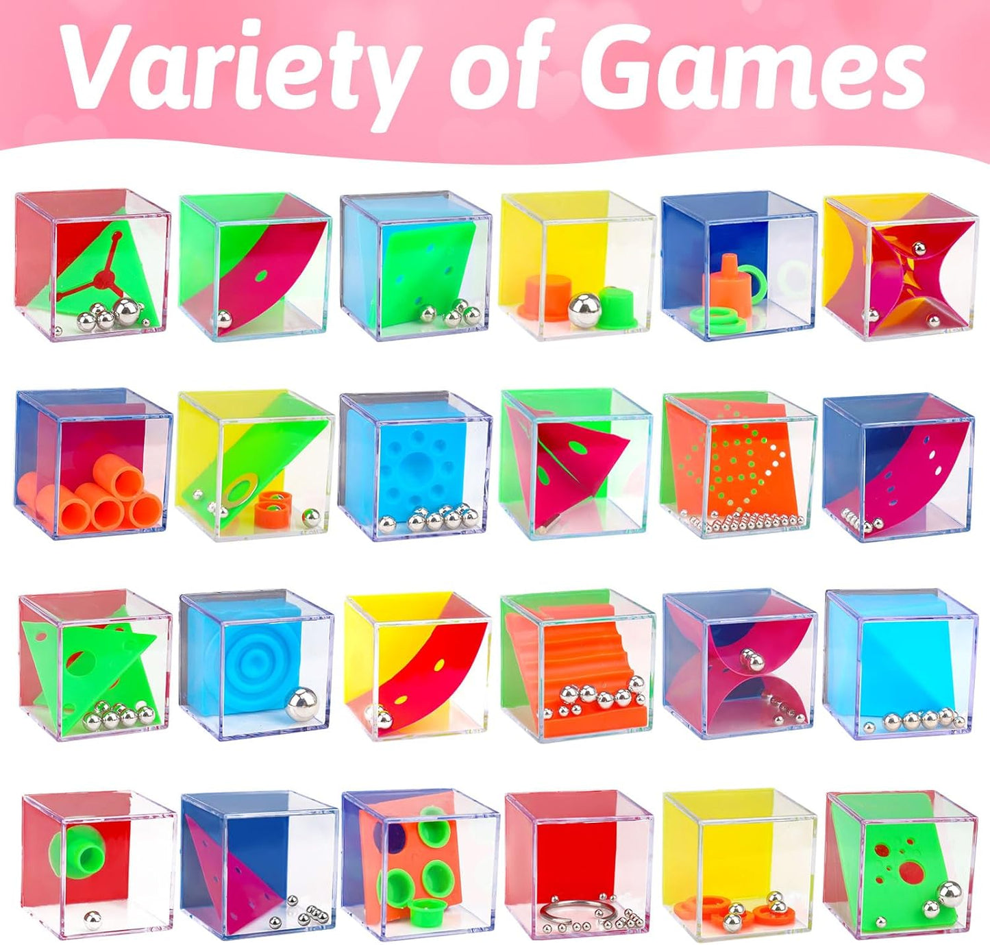 24PCS Mini Brain Teaser Puzzles Cubes Party Favors Bulk for Kids 4-8 8-12 Goodie Treat Bag Easter Basket Stuffers Classroom Treasure Chest Carnival Prizes Box Toys Pinata Filler Birthday Return Gifts
