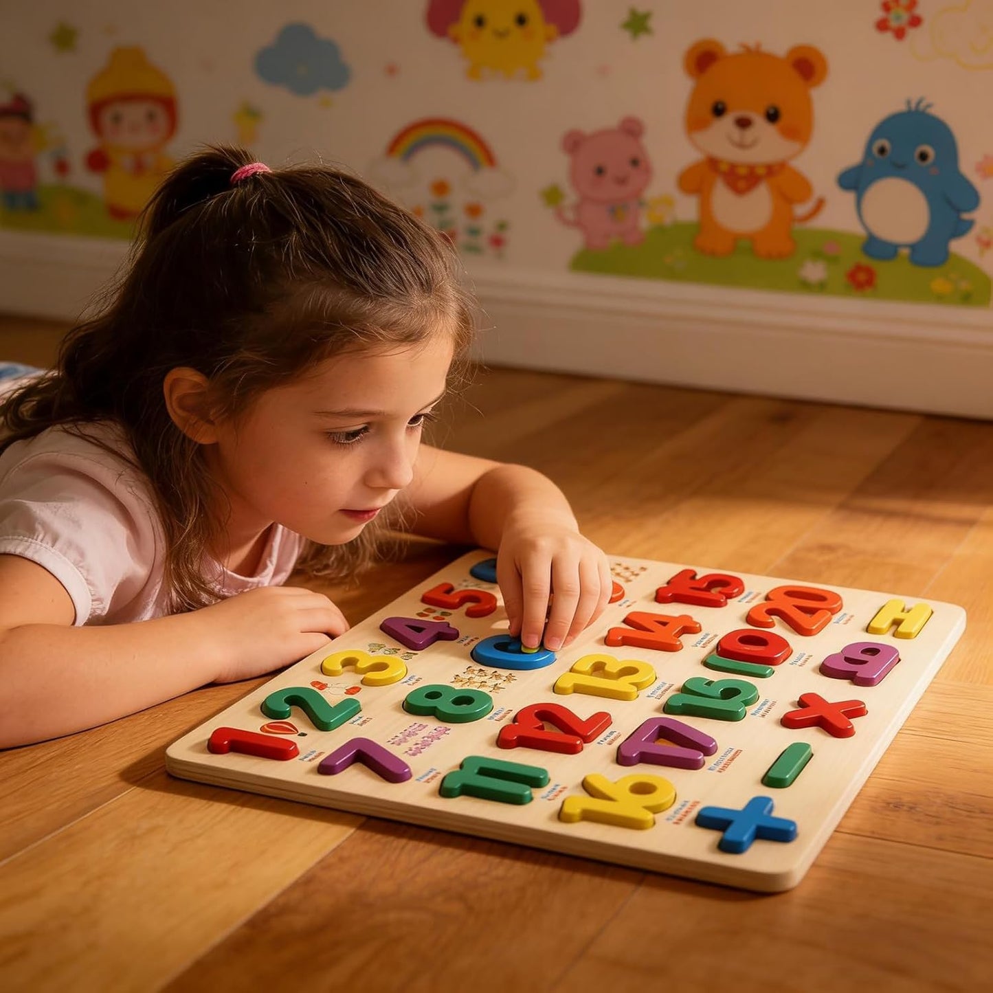 Wooden Number Puzzle for Young Children, 1-20 Digit Operation Symbol Puzzle, Suitable for Number Learning and Educational Toys for Preschool Children Aged 3-5 Years Old