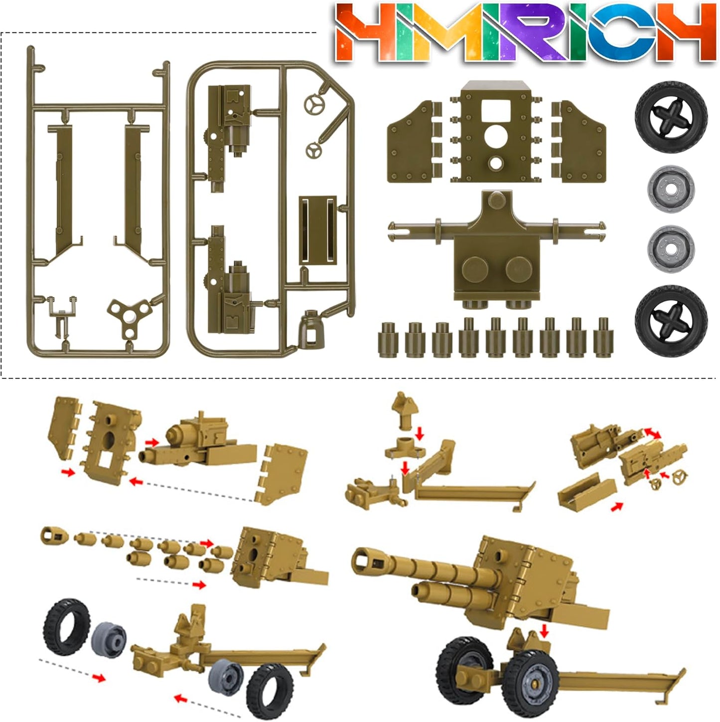 Weapons Pack Military Toy Set Building Blocks Model for Soldier Figures, Army Equipment Gear Kit Pieces and Parts Accessories Compatible with Major Brand