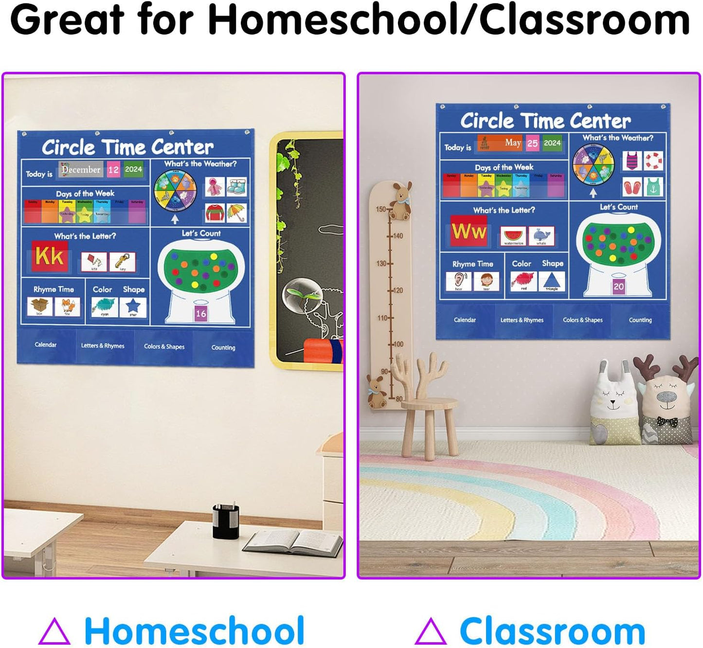 Visible Learning Classroom Pocket Chart - Reusable Dry Erase Learning Goals Board, Motivational Incentive Chart for Learning Goals, Behavior Tracking & Centers Rotation, Homeschool(Black)