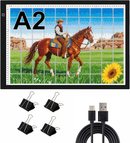 A3 LED Light Pad for Diamond Art, Sketching, Painting - Adjustable Brightness, Sketching, Tracing - USB Powered Complete Art Light Board Kit with Pad Stands and Clips