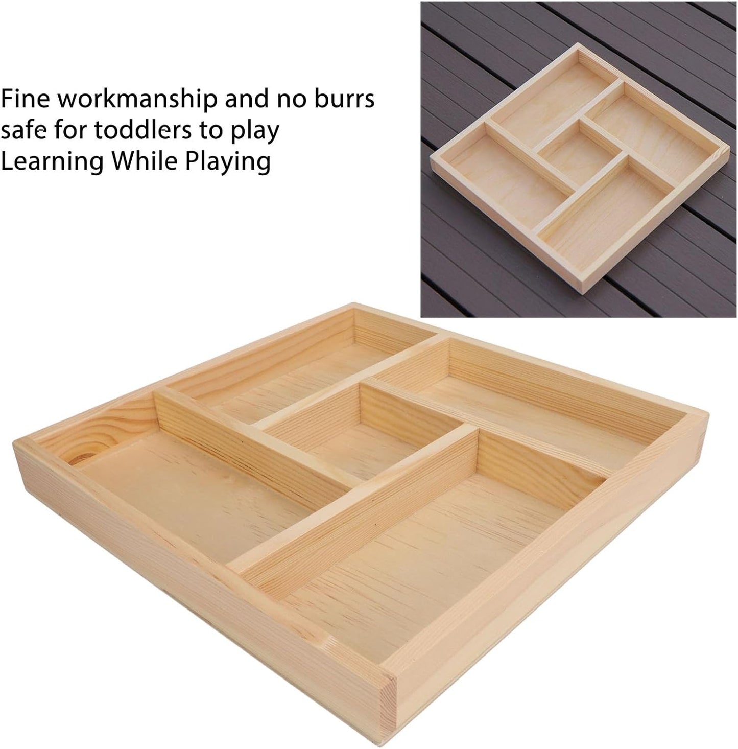 ZJchao Montessori Sensory Bin Tools, Wooden Toy Set with Bowls and Scoops for Fine Motor Skills Development, Sensory Play and Learning for Toddlers
