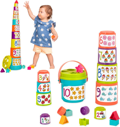 Battat – Toddler Peg Board – Stacking Peg Board Set – Fine Motor Skills Toy – Therapy Toy, 31 Pieces – 2+ Years – Count & Match Pegboard