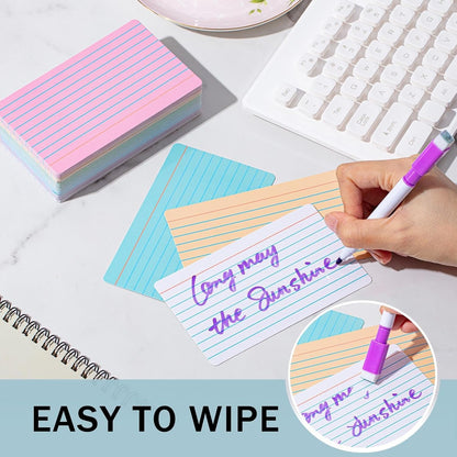 Harloon 100 Pcs Dry Erase Index Cards 3 x 5 Inch Laminated Reusable Dry Erase Note Cards Sheets for Office to Do List(White)