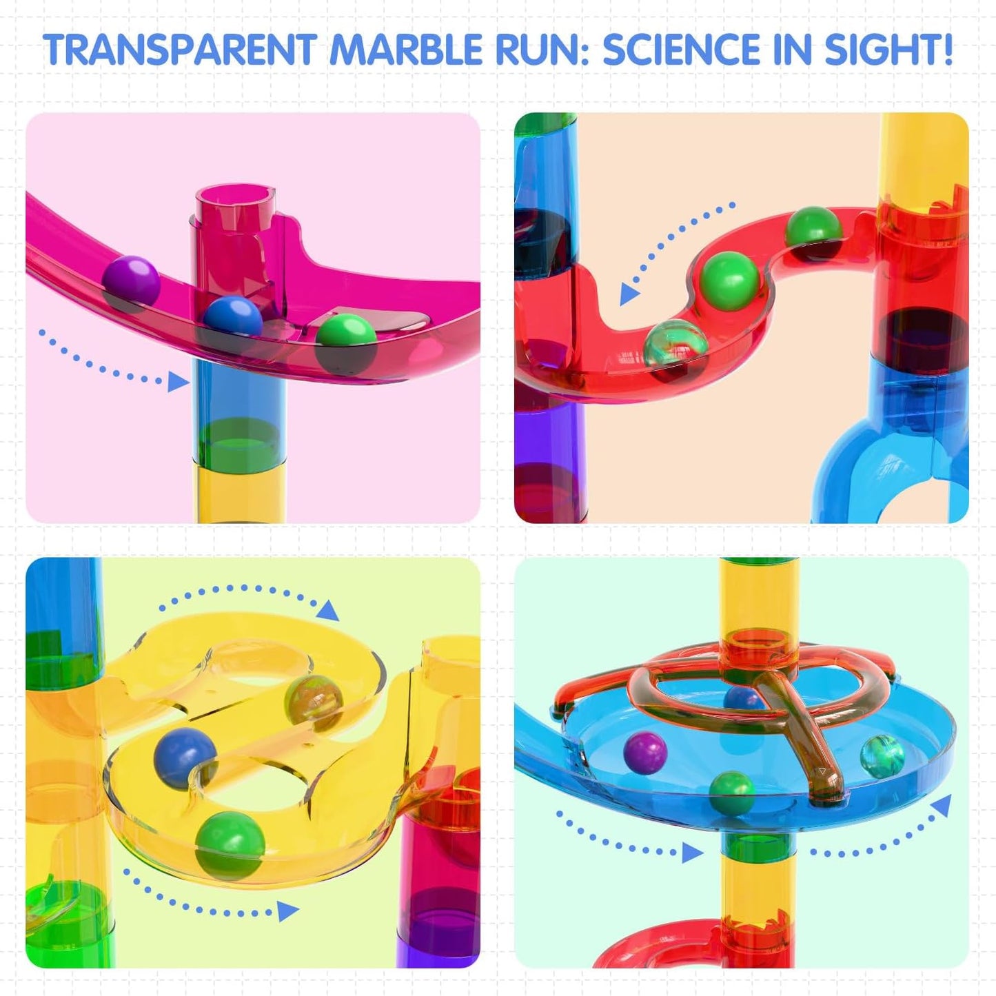 Ifollower Marble Run, 150Pcs Mable Track Race Toys for Kid, Upgrade Marble Maze Game Building Blocks STEM Learning Toy, Birthday for Boys Girls Aged 3-12