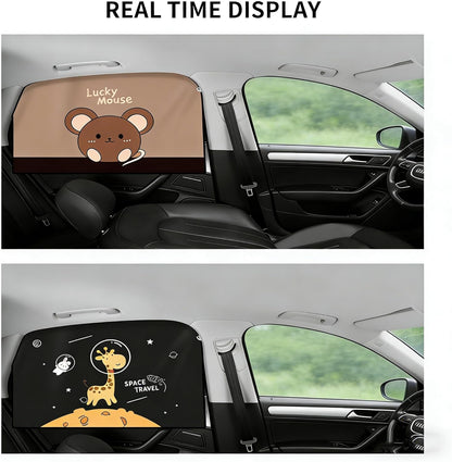 Magnetic Car Window Shade for Baby,Blackout Car Window Curtain,Car Shades for Side Windows,Sun Shade for Car Window baby,Cartoon Pattern Car Window Cover,UV Protection &Heat Blocking(Underwater World)