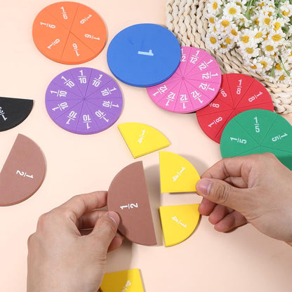 51 PCS Magnetic Fraction Tiles Circles, Fraction Circles Set Rainbow Math Manipulatives for Fraction Learning Math Practice Teacher Must Haves