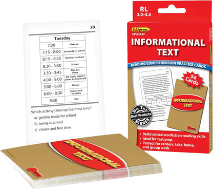 Edupress Reading Comprehension Practice Cards, Informational Text, Red Level (EP63437) Medium