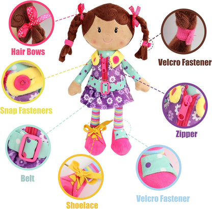 Snuggle Stuffs Sugar Snap Plush Learn to Dress Doll for Toddlers - 15" - Gifts for 2 Year Old Girls