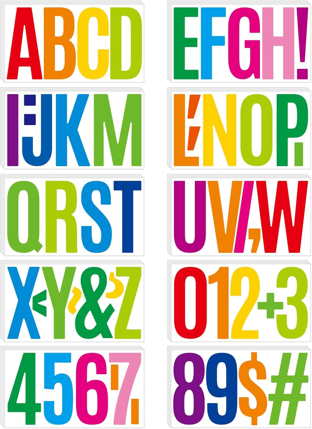 480 Pcs Waterproof 3" Vinyl Alphabet & Number Stickers - Self-Adhesive for Mailboxes, Windows, Doors, Signs, Vehicles & More, Black