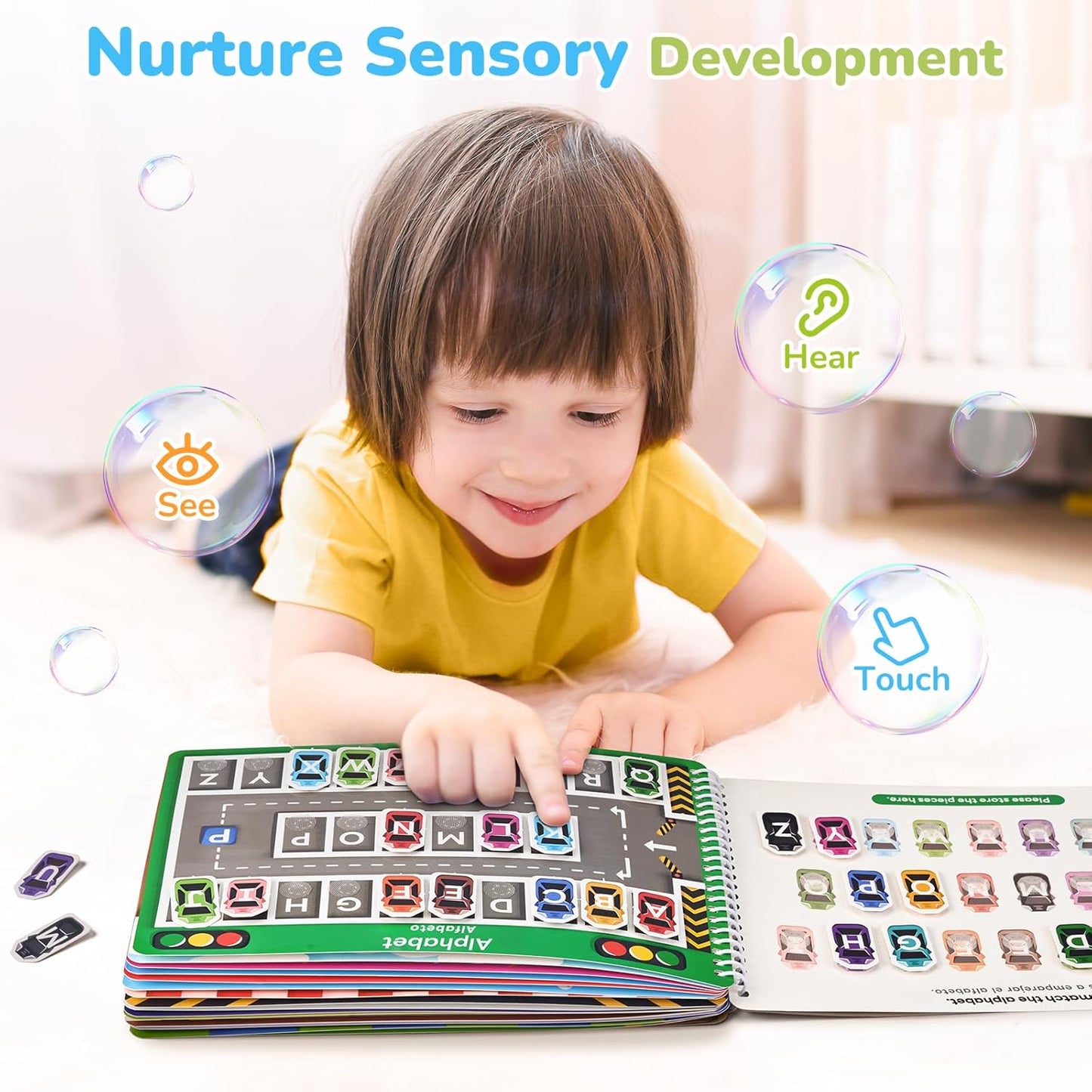 JoyCat Preschool Busy Book for Toddlers 3-5, Dual-Language Learning Activities, Educational Sensory Toys, Autism Learning Materials for Boys & Girls (Daily Life)