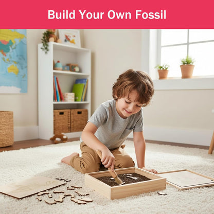 Dino Excavation Archaeology Dig Kit, Fossil Digging Kit for Kids, Dinosaur Skeletons Bones Puzzle Game with Wooden Storage Box, STEM Toys for Boys and Girls (Stegosaurus)