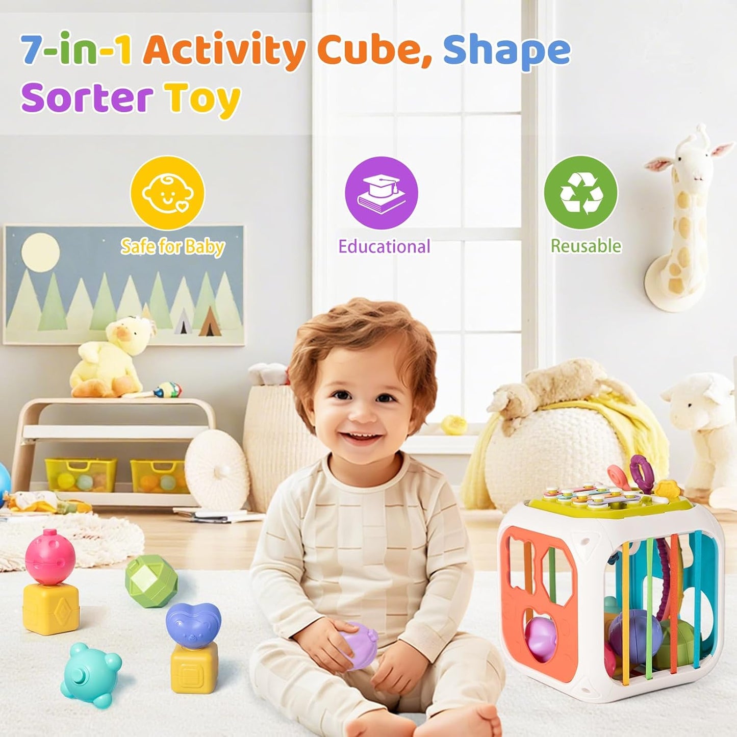 MINGKIDS Baby Toys 12-18 Months,Baby Sensory Fine Motor Skills Developmental Toys,Gifts for 6 9 12 18 Month Age 1 2 3 4 One Two Year Old Boys Girls Kids, multicolor