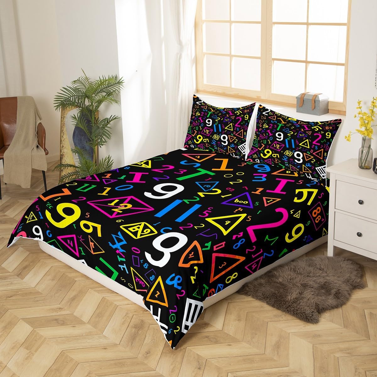 Erosebridal Chemistry Bedding Set Chemical Equation Comforter Cover for Kids Boys,Science Students Duvet Cover Test Tube Microscope Chemical Equipment Bed Set Full,Science Educational Dorm Room Decor