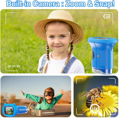 1000X Handheld Digital Microscope for Kids, 4K Kids Microscope with 2.4" Screen, 200–1000X Magnification, Portable STEM Educational Toy for Boys and Girls Ages 5–12 (White)
