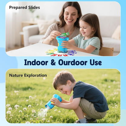 Odatay 4K 1000X Digital Microscope for Kids with Long Distance Viewing & 2.4" Screen, Portable Handheld Edu Toys for Kids Age 3-12 Exploring Bugs Plants at Home Classroom & Outdoor Travel, Yellow