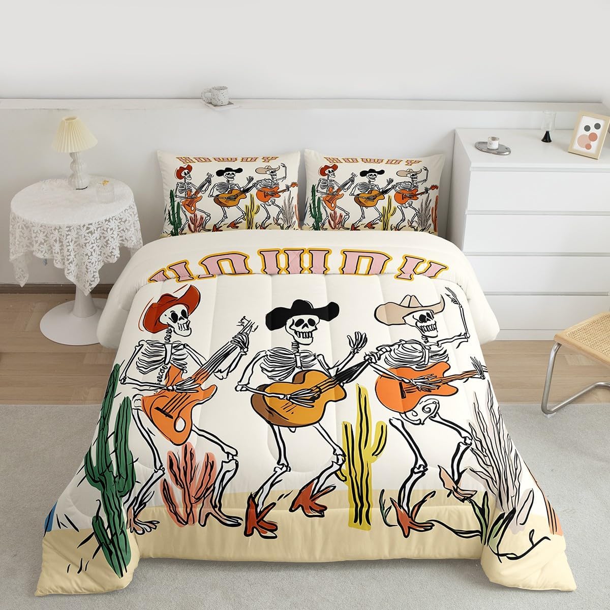Erosebridal Drum Kit 3D Print Kids Comforter Sets Rock Music Themed Full Bedding Set for Boys Girls Musical Pattern Comforter Set,Colorful Retro Style Quilt Duvet 3 Pcs