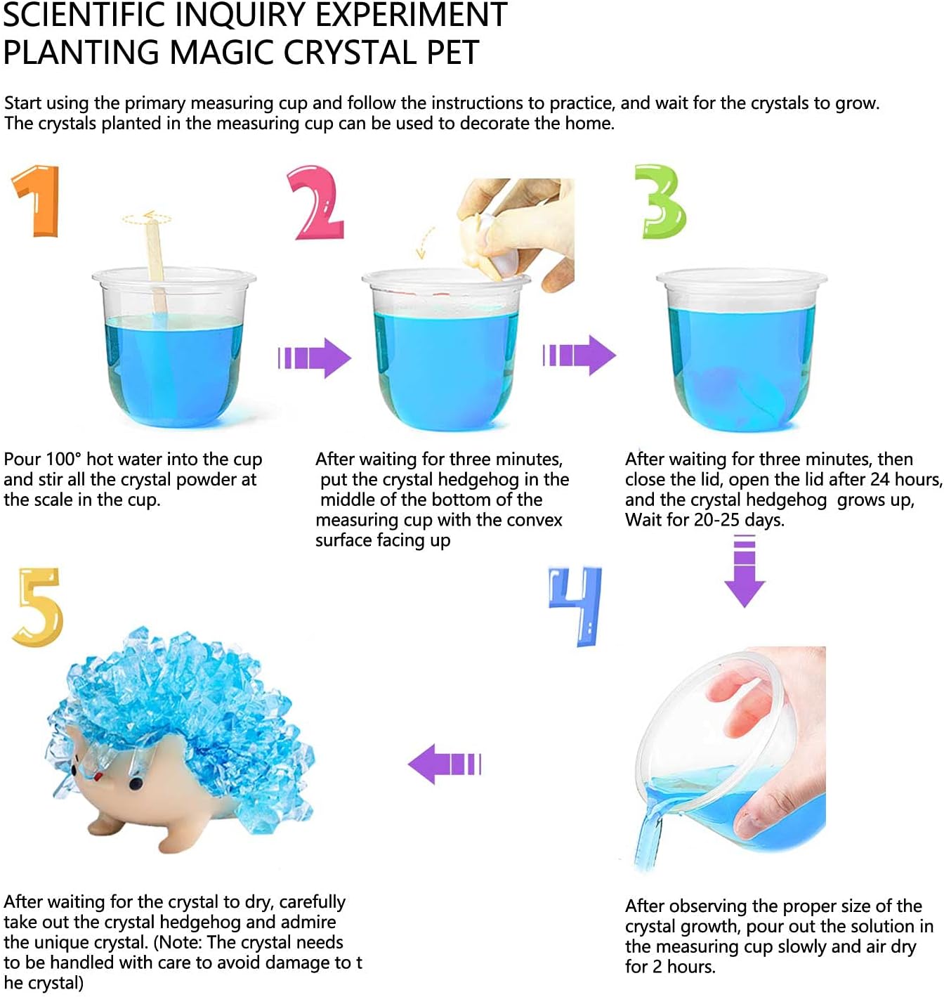Crystal Growing Toys for Kids - Vibrant Colorful Crystal Hedgehog to Grow,Science Experiments Learning and Education for Kids STEM Gifts for Boys & Girls 8 Years + (Moss Green)
