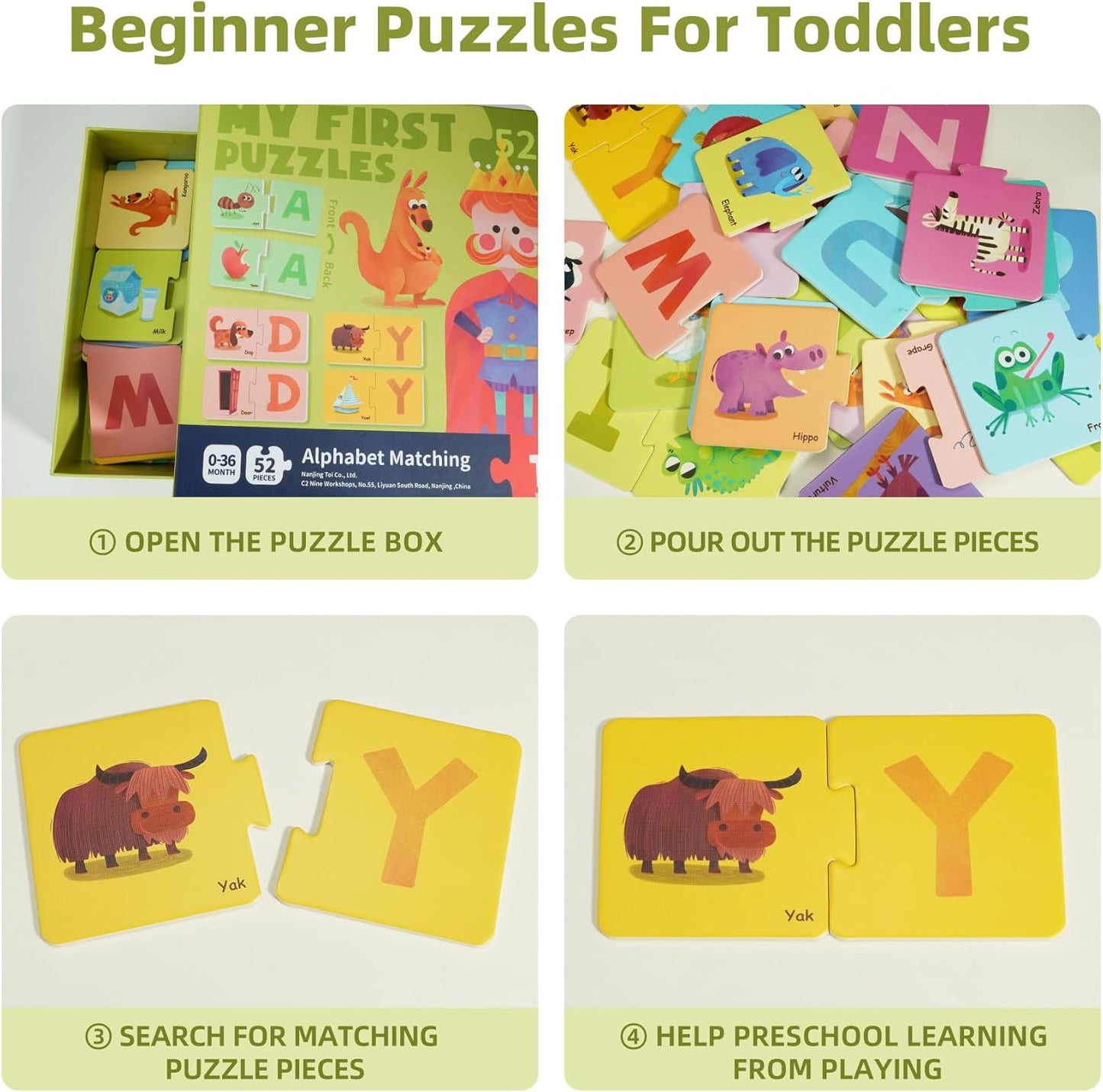 Toi 6 Packs Large Piece Toddler Jigsaw Puzzles for Kids Aged 2.5+, Animal Shaped Floor Puzzles for Beginner, Preschool Learning Game for Boys Girls, Traffic