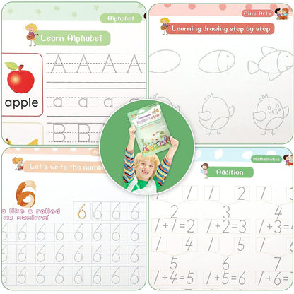 Magical Handwriting Workbooks Handwriting Practice Copybook, Handwriting Aid Magic Pen Reusable Copybook Grooves Template Design for Children Books Suitable for Children's Learning (6)