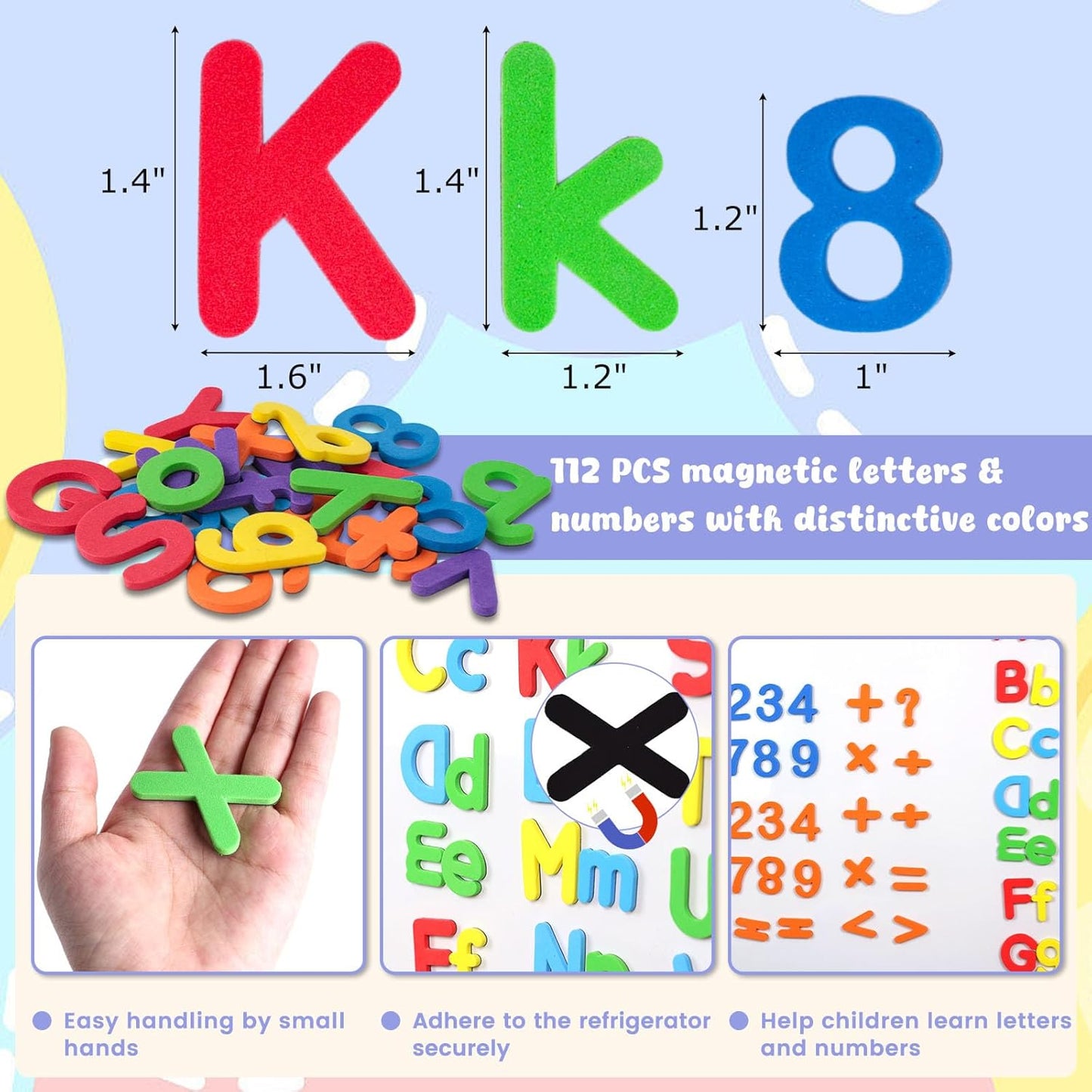LovesTown Magnetic Alphabet Letters Kit for Kids, Double Sided Magnetic Board with Storage Box, Educational Learning Toys for Preschool Classroom and Home, 234 Pieces