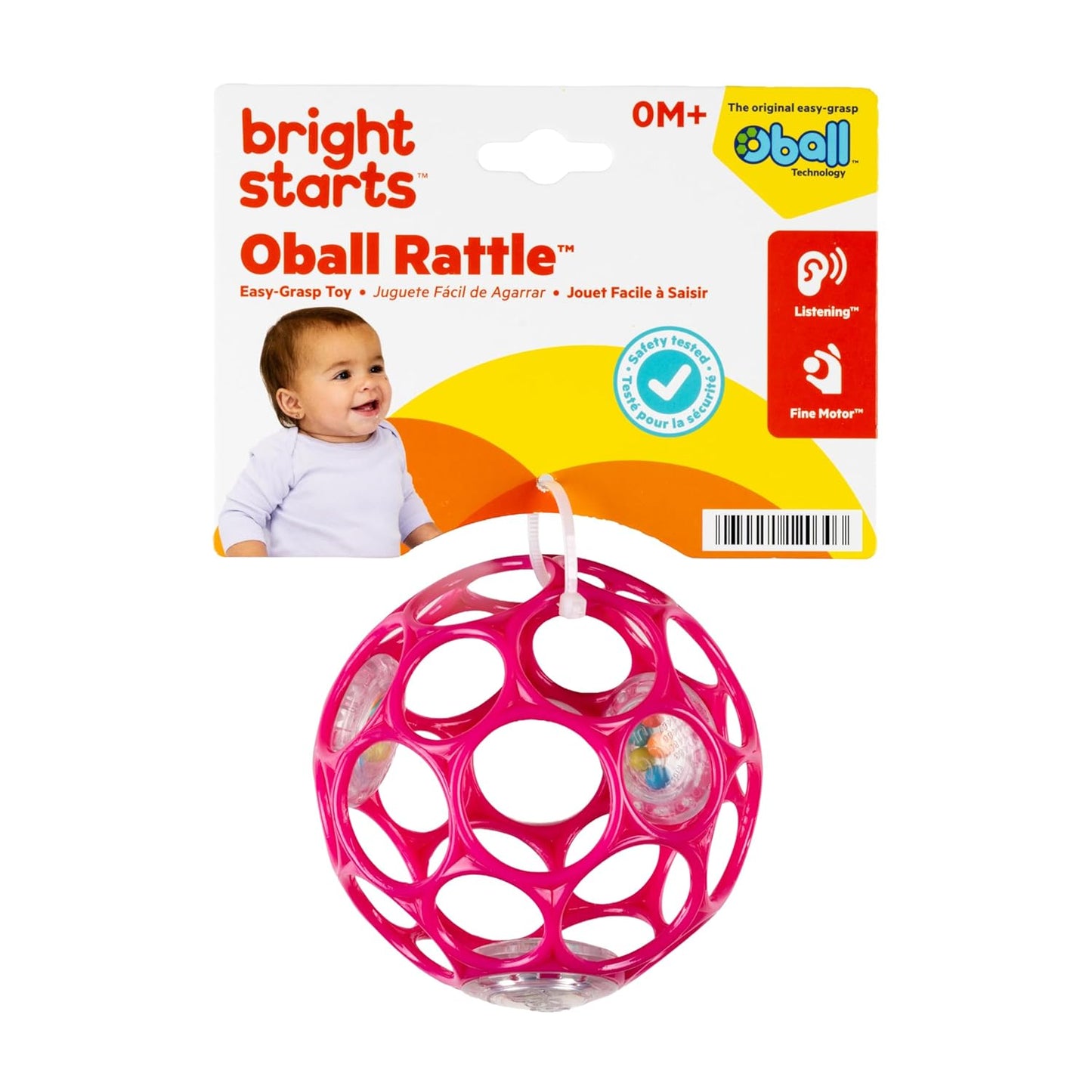 Bright Starts Oball Musical Toy, Jingle & Shake Pal, BPA-Free Easy-Grasp Baby Rattle Toy, Ages Newborn+
