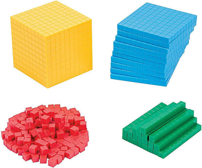 Fun Express Plastic Base Ten Blocks Set - 231 Pieces - Educational and Learning Activities for Kids